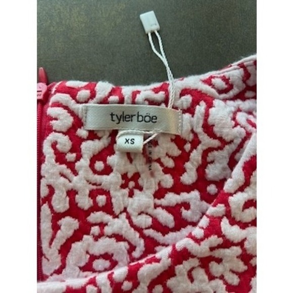 Tyler Boe Dress Sleeveless Red White Floral Textured Cocktail Party Size XS - Picture 4 of 6